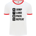 Skydiving Jump Land Pack Funny Skydiver Mens White Ringer T-Shirt White/Red