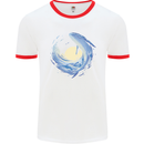 Ocean Whale & Octopus Mens White Ringer T-Shirt White/Red