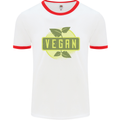 Vegan Mens White Ringer T-Shirt White/Red