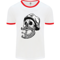 Old Sailor Skull Sailing Captain Mens White Ringer T-Shirt White/Red