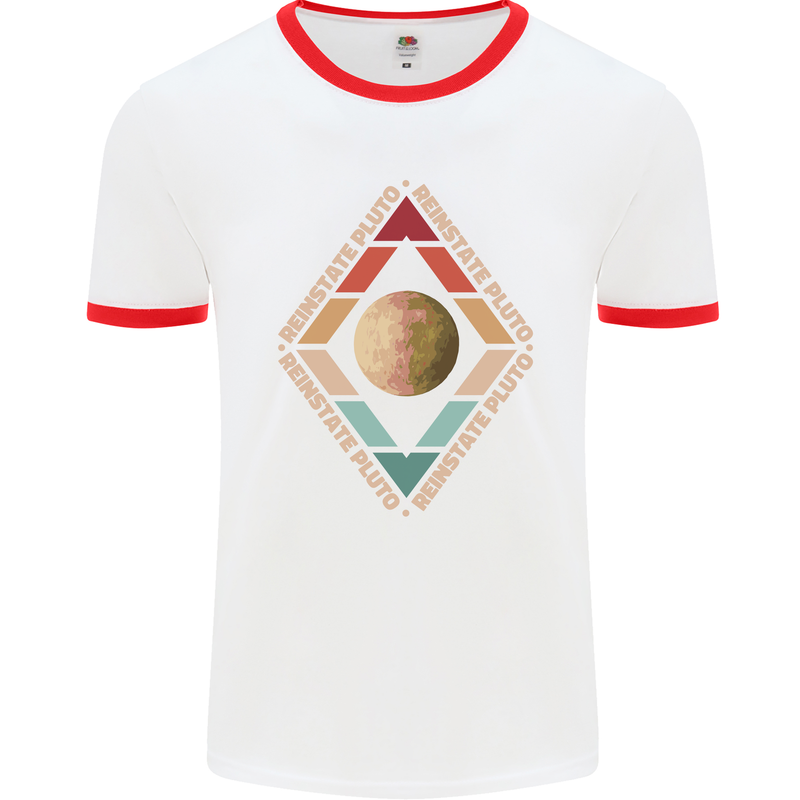 Reinstate Pluto Funny Astronomy Mens Ringer T-Shirt White/Red