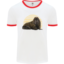 A Walrus Painting Mens White Ringer T-Shirt White/Red