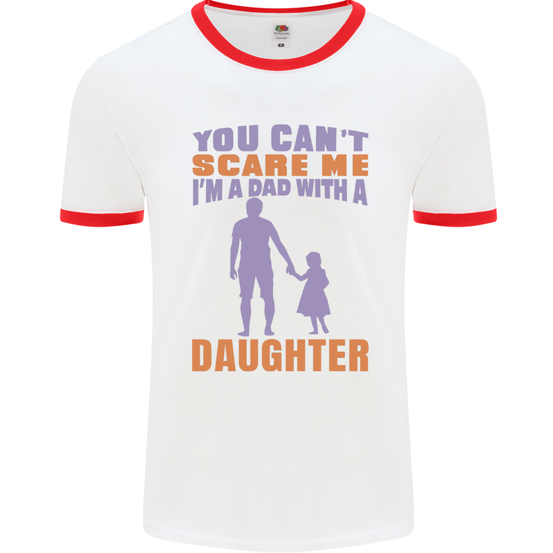 Dad With a Daughter Funny Fathers Day Mens Ringer T-Shirt White/Red