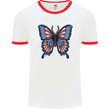 American Butterfly Flag USA July 4th Mens White Ringer T-Shirt White/Red