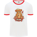 Zombie Teddy Bear Halloween Gothic Murder Mens Ringer T-Shirt White/Red