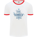 Archery I Love a Good Thwack in the Morning Mens White Ringer T-Shirt White/Red