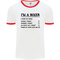 Motorcycle I'm a Biker When My Wife Funny Mens White Ringer T-Shirt White/Red