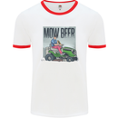 Mow Beer Funny Lawnmower Alcohol Gardening Mens Ringer T-Shirt White/Red