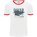 Scuba Diving Diver Mens White Ringer T-Shirt White/Red