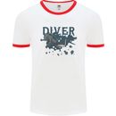 Scuba Diving Diver Mens White Ringer T-Shirt White/Red
