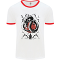 Samurai Warrior Dragon & Sun Fantasy MMA Mens Ringer T-Shirt White/Red