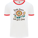 Invite Peace Into Your Day Hippy Love 60's Mens White Ringer T-Shirt White/Red