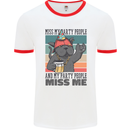 Funny Cat Miss My Party People Alcohol Beer Mens White Ringer T-Shirt White/Red