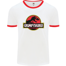 Grumpysaurus Funny Grumpy Old Git Man Mens White Ringer T-Shirt White/Red
