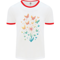 Dandelion Butterfly Plant Gardening Mens White Ringer T-Shirt White/Red