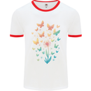 Dandelion Butterfly Plant Gardening Mens White Ringer T-Shirt White/Red