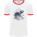 Sacral Style Elephant Meditation Tattoo Art Mens White Ringer T-Shirt White/Red