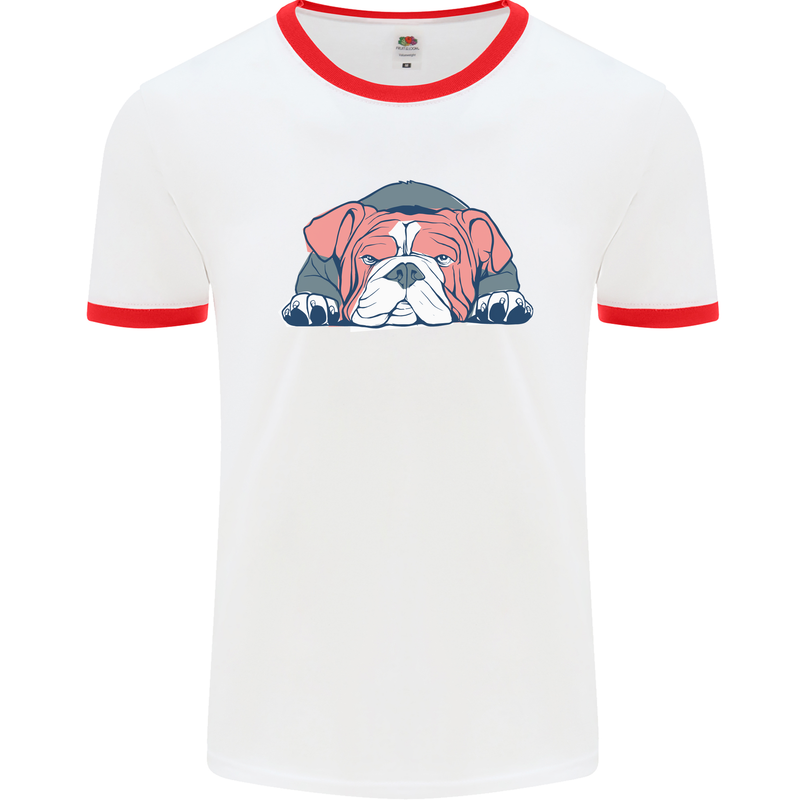 Dogs English Bulldog Mens White Ringer T-Shirt White/Red