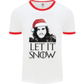 Xmas Let it Snow Funny Christmas Mens White Ringer T-Shirt White/Red