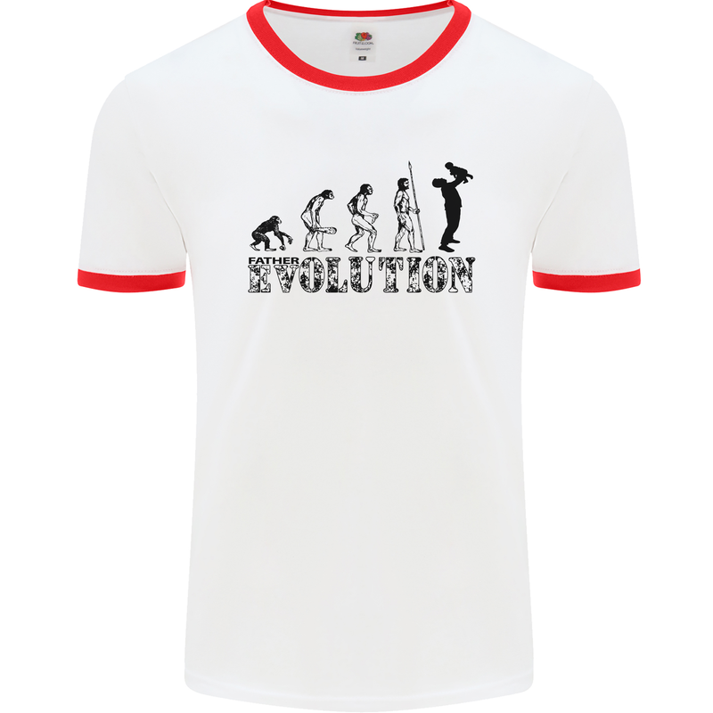 Father And Son Evolution Father's Day Dad Mens White Ringer T-Shirt White/Red