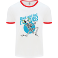 Rock & Roll Forever Air Guitar Skeleton Skull Mens White Ringer T-Shirt White/Red