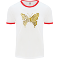 Butterfly Inspirational Quote Rhopalocera Mens White Ringer T-Shirt White/Red