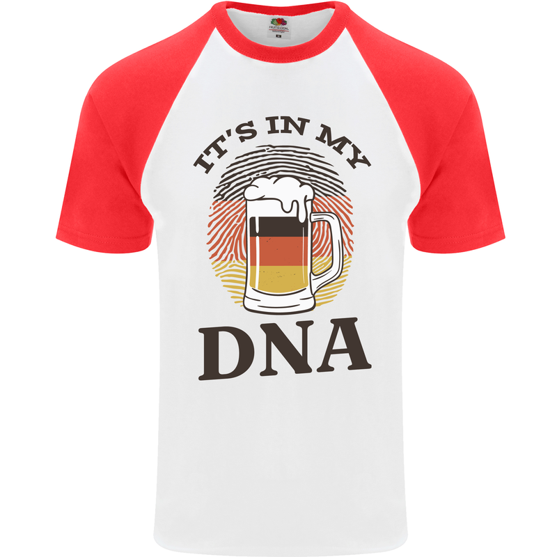 German Beer It's in My DNA Funny Germany Mens S/S Baseball T-Shirt White/Red