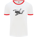 Abstract Parachutist Freefall Skydiving Mens White Ringer T-Shirt White/Red