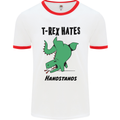 T-Rex Hates Handstands Funny Dinosaurs Mens White Ringer T-Shirt White/Red