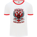 Fight Warriors Mixed Martial Arts MMA Mens White Ringer T-Shirt White/Red