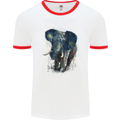 A Big Elephant Watercolour Mens White Ringer T-Shirt White/Red