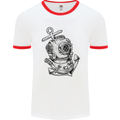 Scuba Diving Anchor Diver Sailing Sailor Mens White Ringer T-Shirt White/Red