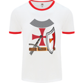 Knights Templar Fancy Dress St Georges Day Mens White Ringer T-Shirt White/Red