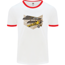 Steampunk Plane Aircraft Biplane Mens White Ringer T-Shirt White/Red