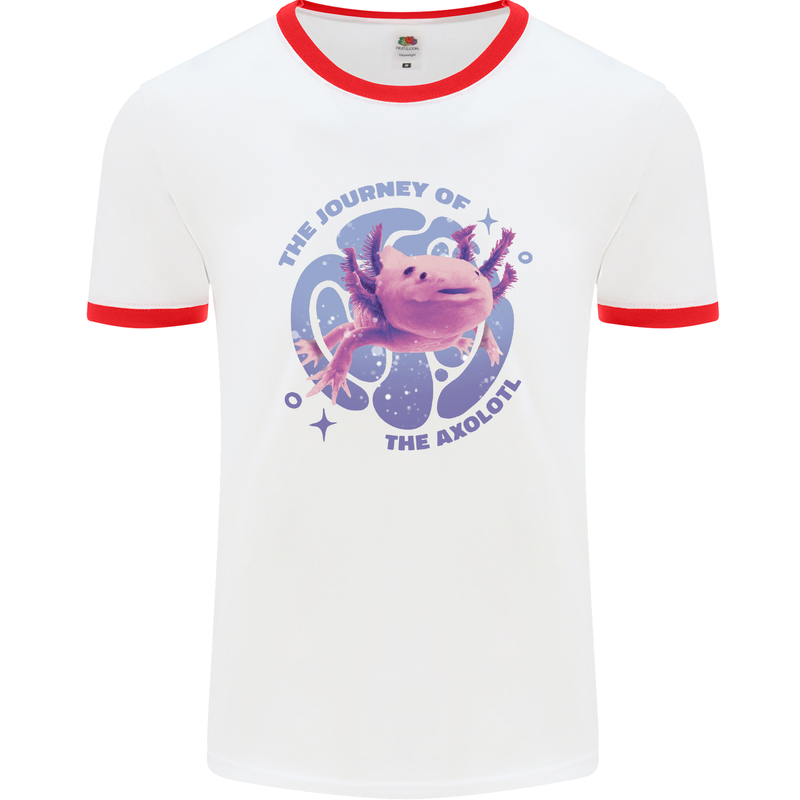 The Journey of the Axolotl Mens White Ringer T-Shirt White/Red