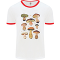 Mushroom Faces Foraging Mycology Mens Ringer T-Shirt White/Red