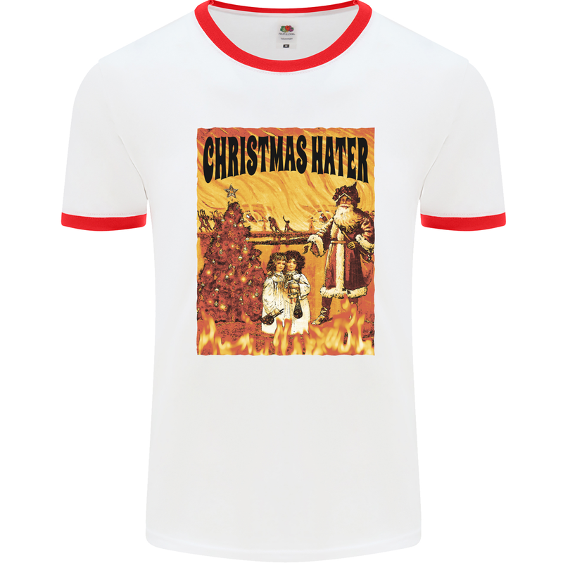 Christmas Hater Bah Humbug Mens Ringer T-Shirt White/Red