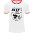 Schrodinger's Cat Science Geek Nerd Mens White Ringer T-Shirt White/Red