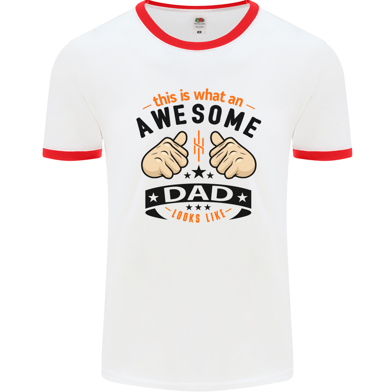 This Is What an Awesome Dad Mens White Ringer T-Shirt White/Red