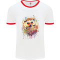 Watercolour Hedgehog Mens White Ringer T-Shirt White/Red