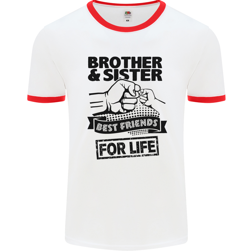 Brother & Sister Best Friends Siblings Mens White Ringer T-Shirt White/Red