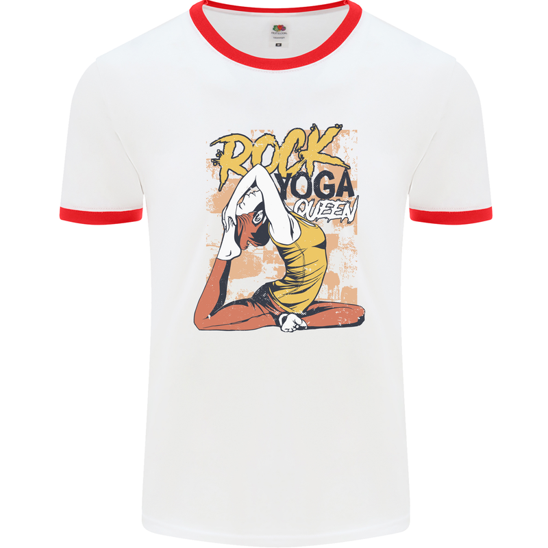 Rock Yoga Queen Mens Ringer T-Shirt White/Red