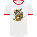 Steampunk Dragon Mens White Ringer T-Shirt White/Red