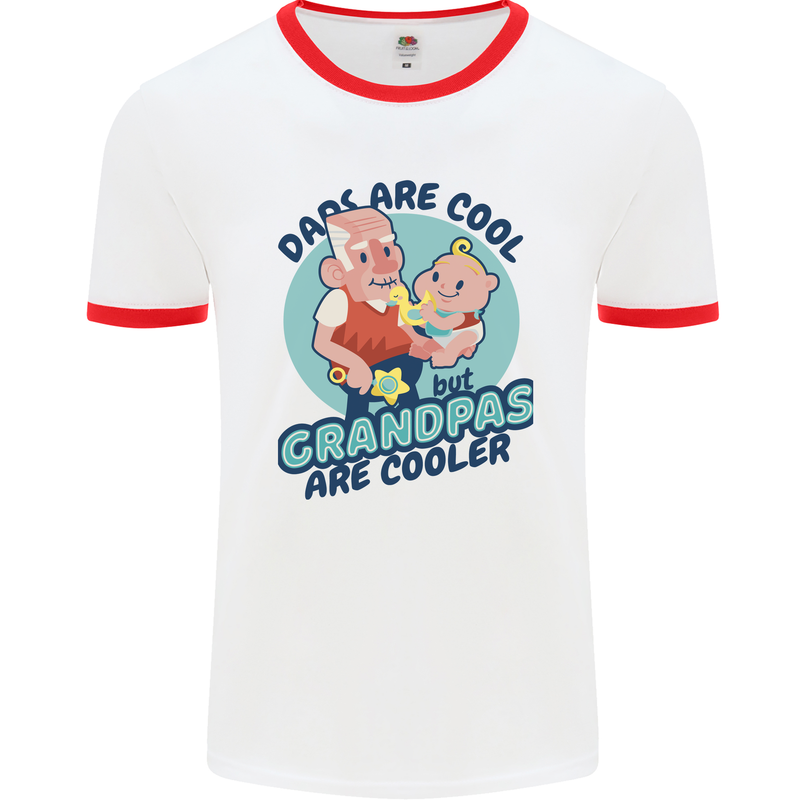 Grandpas are Cooler Grandparents Day Mens Ringer T-Shirt White/Red