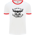 Take Me To Valhalla Viking Skull Odin Thor Mens White Ringer T-Shirt White/Red