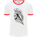 Spartan Helmet Training Bodybuilding MMA Mens Ringer T-Shirt White/Red