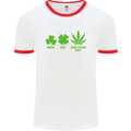 St. Patrick's Day Lucky Weed Drugs Funny Mens White Ringer T-Shirt White/Red