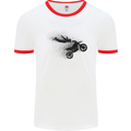 Abstract Motocross Rider Dirt Bike Mens White Ringer T-Shirt White/Red