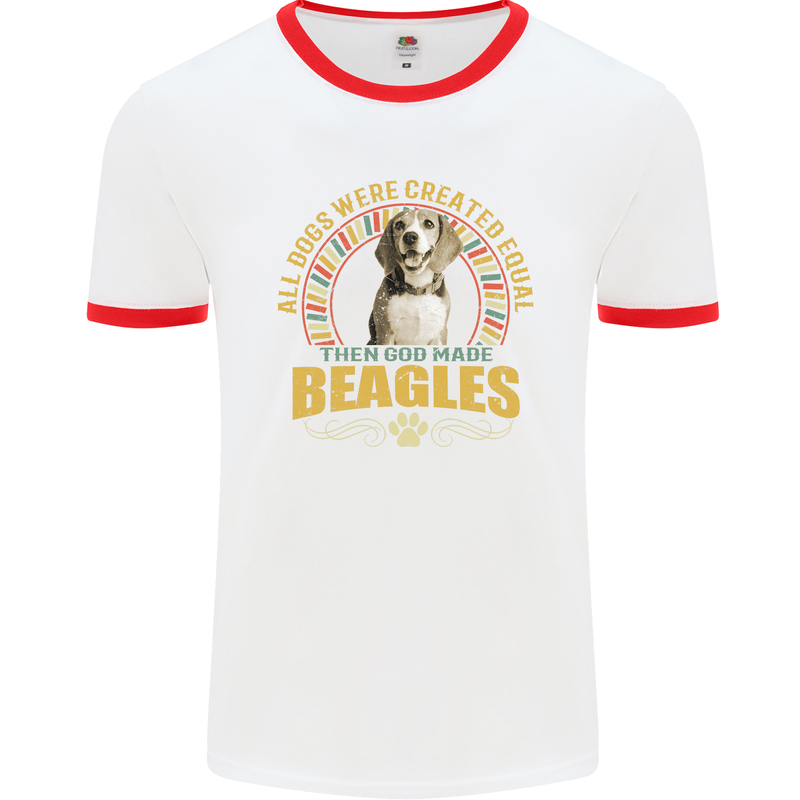 A Beagle Dog Mens Ringer T-Shirt White/Red