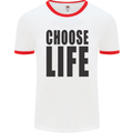 Choose Life Fancy Dress Outfit Costume Mens White Ringer T-Shirt White/Red